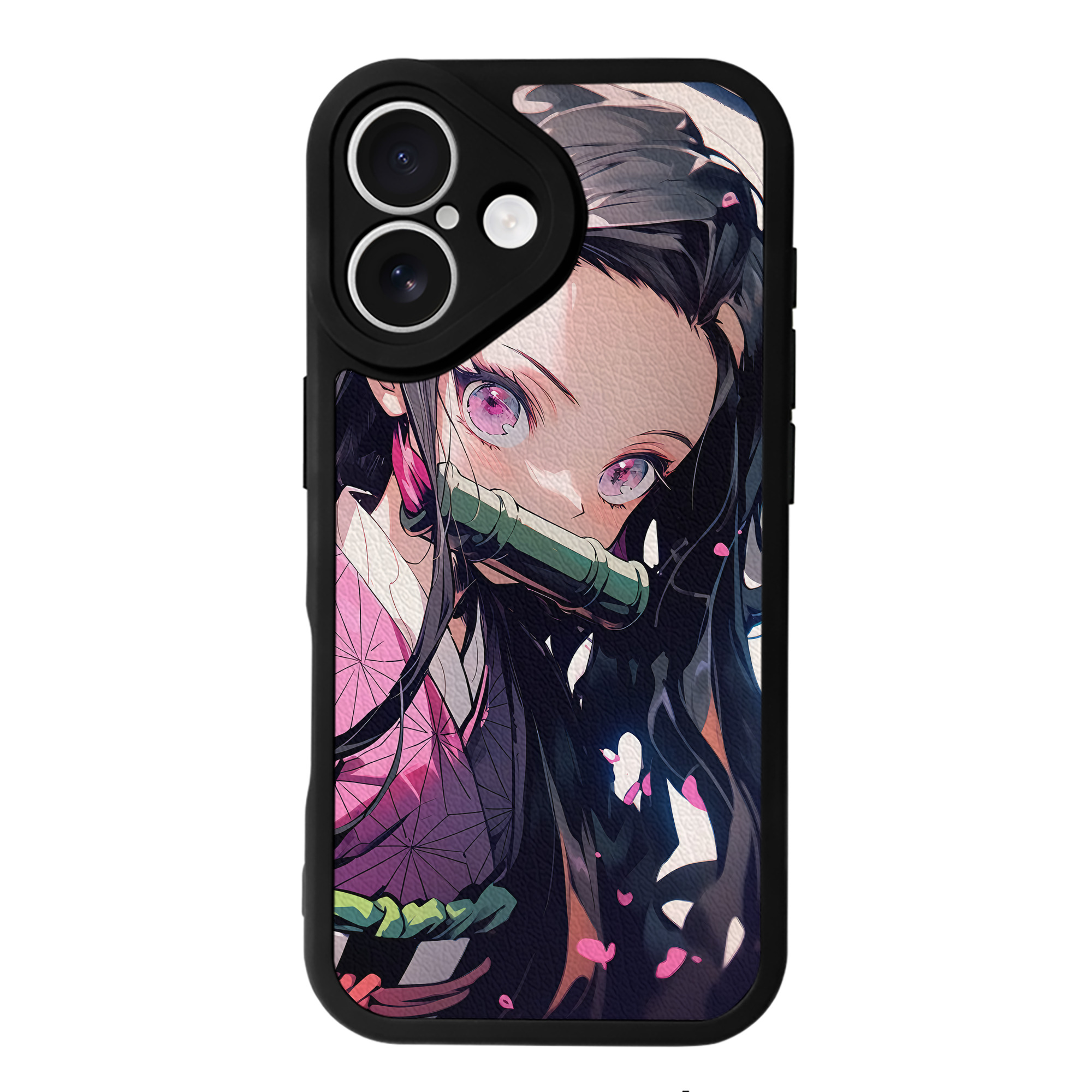 （画像用） 鬼滅の刃（きめつのやいば）竈門 禰󠄀豆子／かまど ねずこ Kamado Nezuko 【iPhone 16シリーズ対応】シリコンスマホケース（レザー調） 材質：シリコン